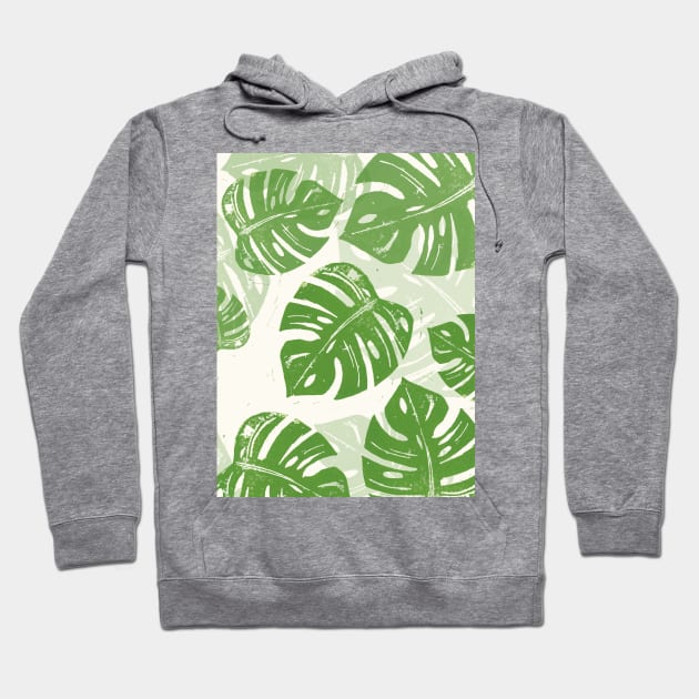 Linocut Monstera Hoodie by BiancaGreen